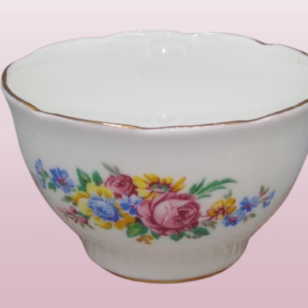 Royal Stuart Spencer Stevenson Bone China Demitasse Floral Sugar Creamer Vintage - Picture 7 of 12